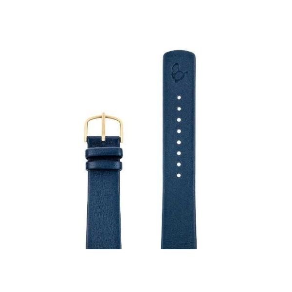 Arne Jacobsen Læder urrem - Navy blå m. guld spænde (16mm.)